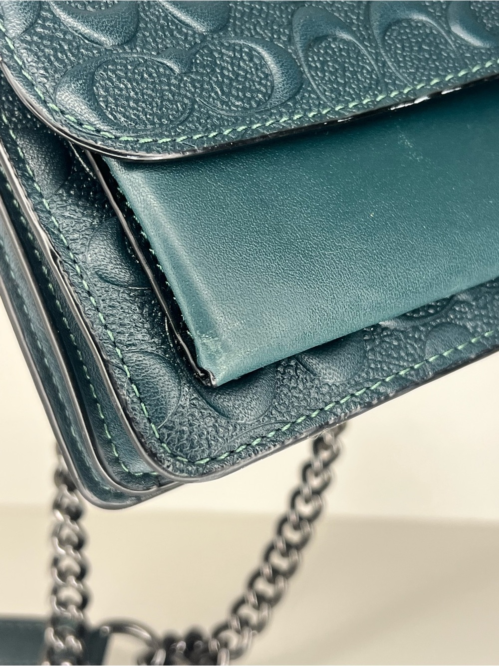 Coach Klare Dark/Forrest Green Embossed Signature Crossbody - Picture 6 of 9